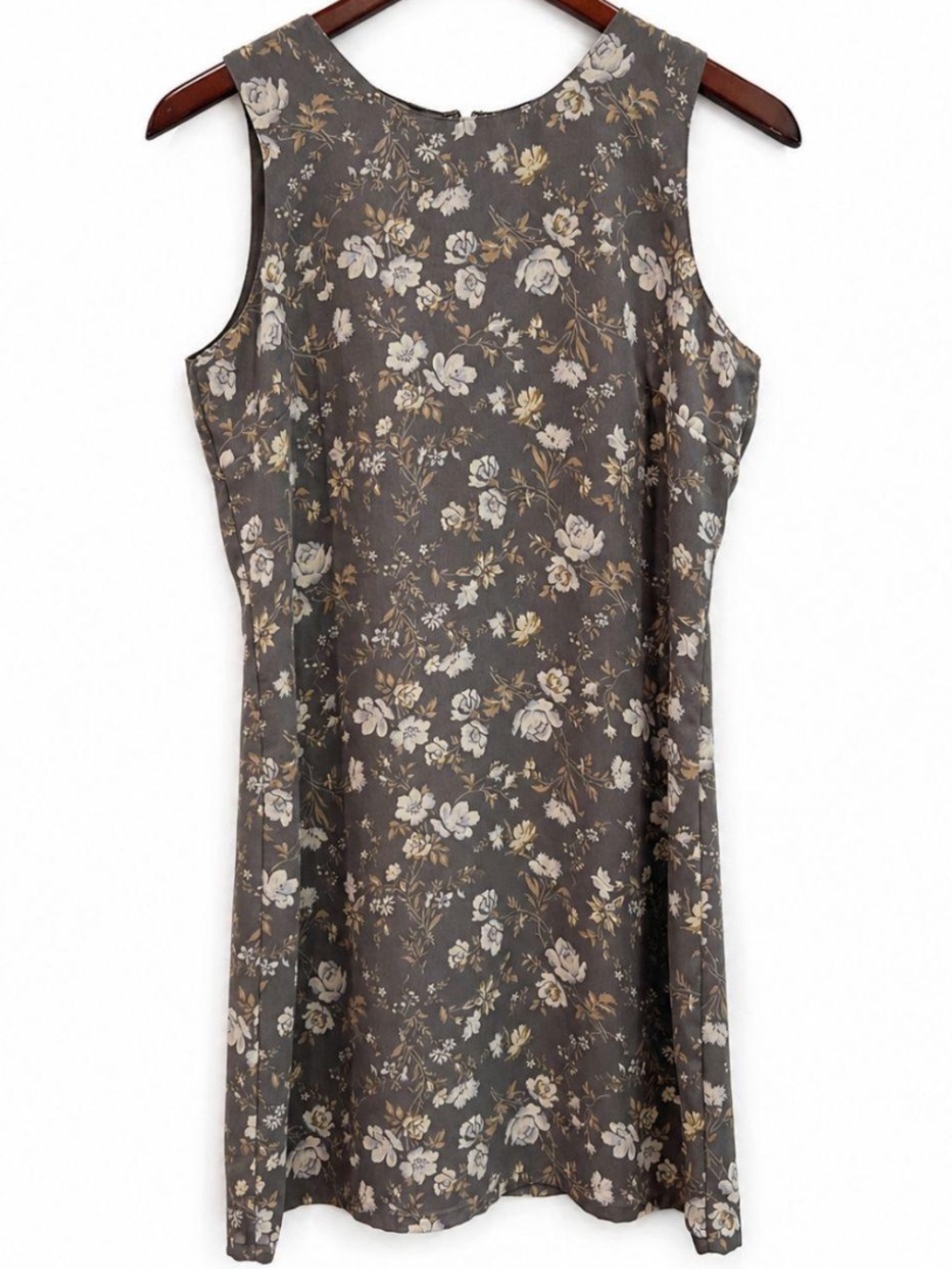 Vintage Y2K Old Navy Floral Sleeveless Dress Cottagecore Gray Midi Sundress